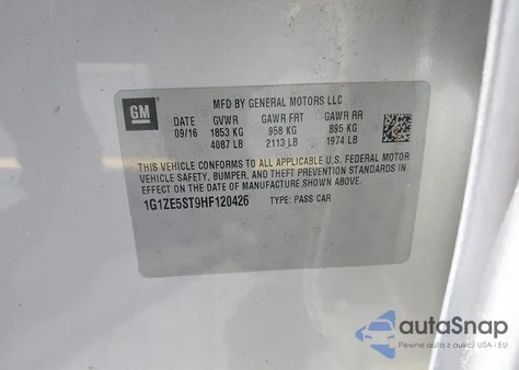 2017 Chevrolet Malibu 1Lt from USA, damaged, VIN 1G1ZE5ST9HF120426